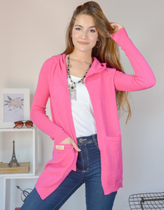 Saco con capucha fucsia Liso