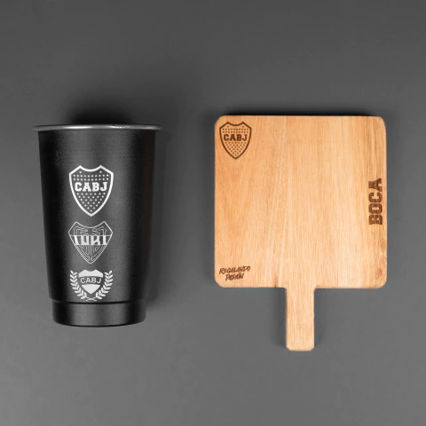 COMBO TABLA PICADITA MANIJA VASO FERNETERO BOCA JUNIORS - comprar online