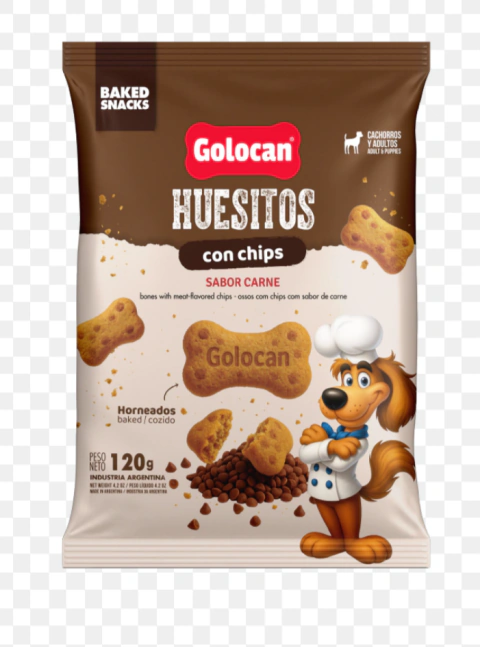 Huesitos con chips sabor carne Golocan