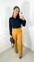 Calça Alfaiataria Pantalona Com Cinto - Caramelo