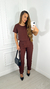 Conjunto Brenda Marrom Café - Blusa e Calca Cenoura - LALINDA