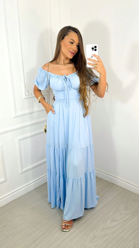 Vestido Longo Paula - Azul - comprar online