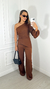 Conjunto Thay Marrom - Calça Pantalona e Blusa Nula Manga - LALINDA