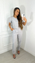 Conjunto Brenda Cinza Gelo - Blusa e Calca Cenoura - LALINDA