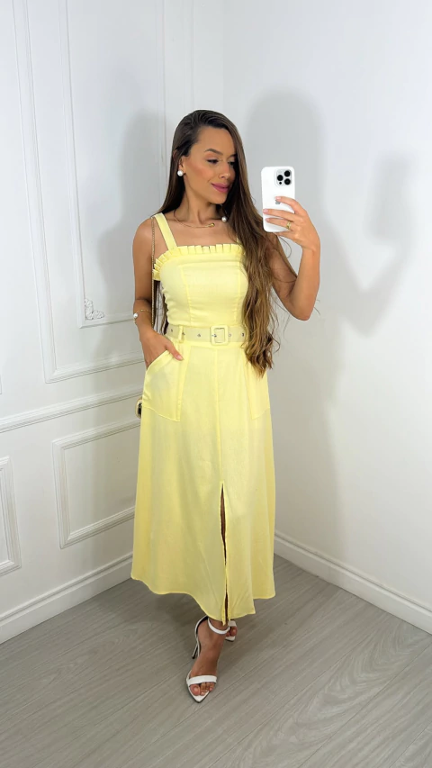 Vestido Midi Bella - Amarelo - comprar online