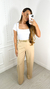 Calça Alfaiataria Pantalona com Cinto Lídia - Bege