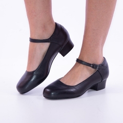 sapato de prenda salto 3 e meio couro preto feminino adulto