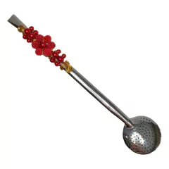 Bomba de Chimarrão Inox Detalhe Pérola 23cm-Bortonaggio - comprar online