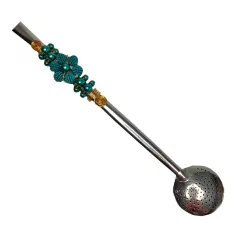 Bomba de Chimarrão Inox Detalhe Pérola 23cm-Bortonaggio - Casa do Gaúcho