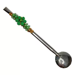 Bomba de Chimarrão Inox Detalhe Pérola 23cm-Bortonaggio - loja online