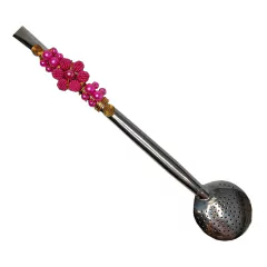 Bomba de Chimarrão Inox Detalhe Pérola 23cm-Bortonaggio - Casa do Gaúcho