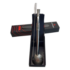 Bomba de Chimarrão Resfriador com Desenho Cursos Inox com Rosca - Bortonaggio - comprar online