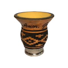 Cuia De Chimarrão Porongo com Desenho a Laser Pé Metal - Chimarrão para Divas - comprar online