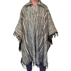 Poncho De Lã Crua Masculino Com Franja M 88cmX129cm Comprimento-Sabiá - comprar online
