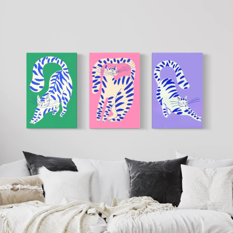 Set 3 Canvas - Gatos Colores