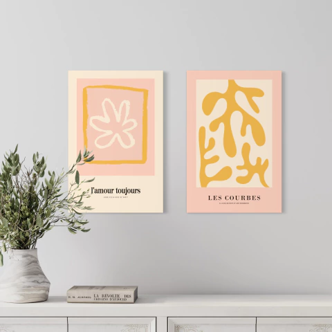 Set 2 Canvas - Arte Rosa y Mostaza