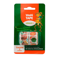 WASHI TAPE ADESIVOS SORTIDOS - 2 ROLOS C/80 ADESIVOS CADA - LEOARTE