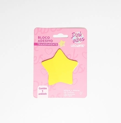 BLOCO ADESIVO PINK VIBES TRANSPARENTE ESTRELA - LEOARTE
