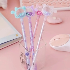 Caneta Gel Gatinho com Confeti - Papelaria Ananda