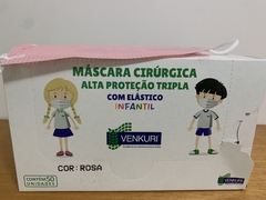 Máscara Desc. Tripla ROSA INFANTIL Elástico Venkuri cx c/50unidade -Cod-13040014 na internet