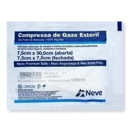 Compressa de gaze estéril 7,5X7,5 13fios PCT/ 10unidades- NEVE- COD. 79106-60