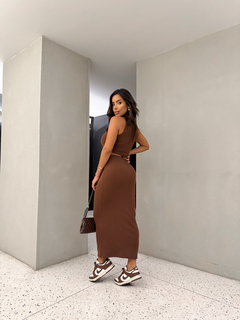 Imagem do Vestido Canelado Recorte Marrom