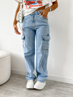 Calça Jeans Wide leg Cargo