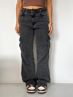 Calça Jeans Wide Leg Cargo Estonada - comprar online