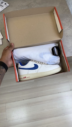 AIR FORCE 1 COURO AZUL CREME - loja online