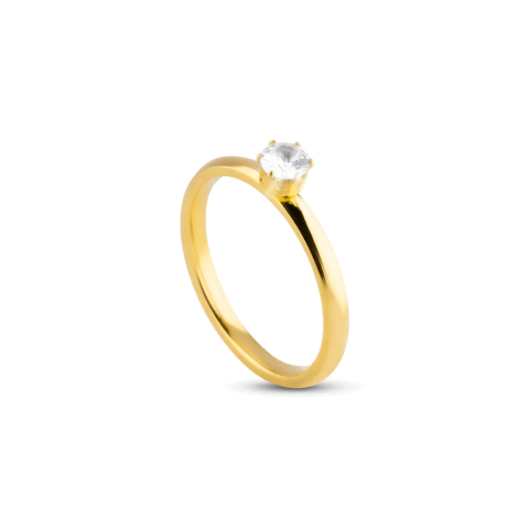 Anel Solitário Banhado a Ouro 18k Life 2mm - comprar online