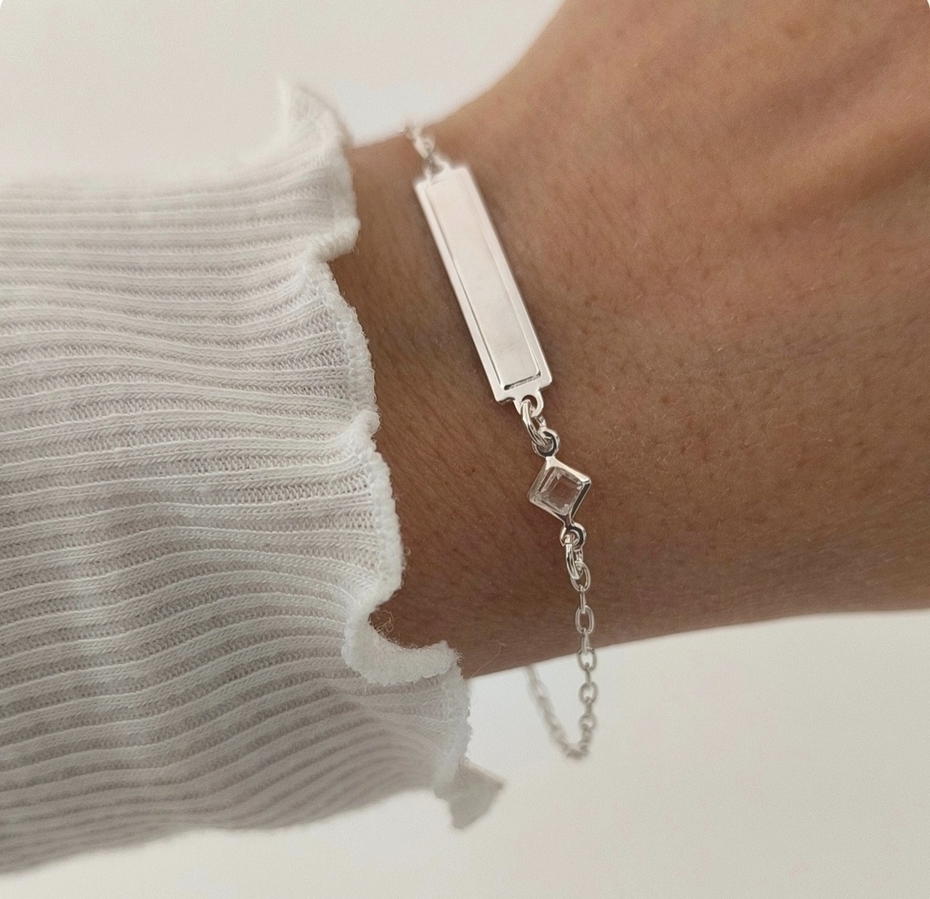 Pulsera Identidad/Rombo Cristal/Acero Blanco thumbnail 3