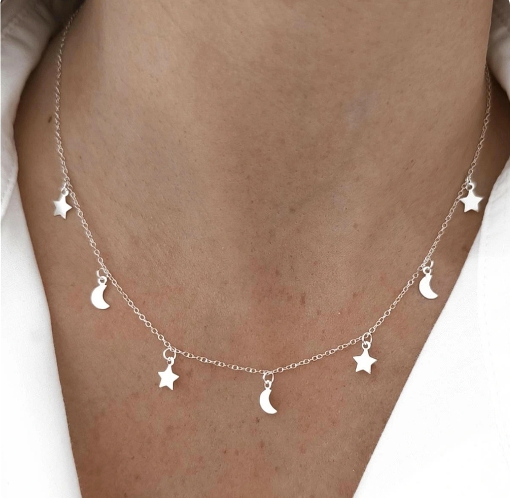 Chokers Lunas Y Estrellas/Plata925/Regulable thumbnail 3