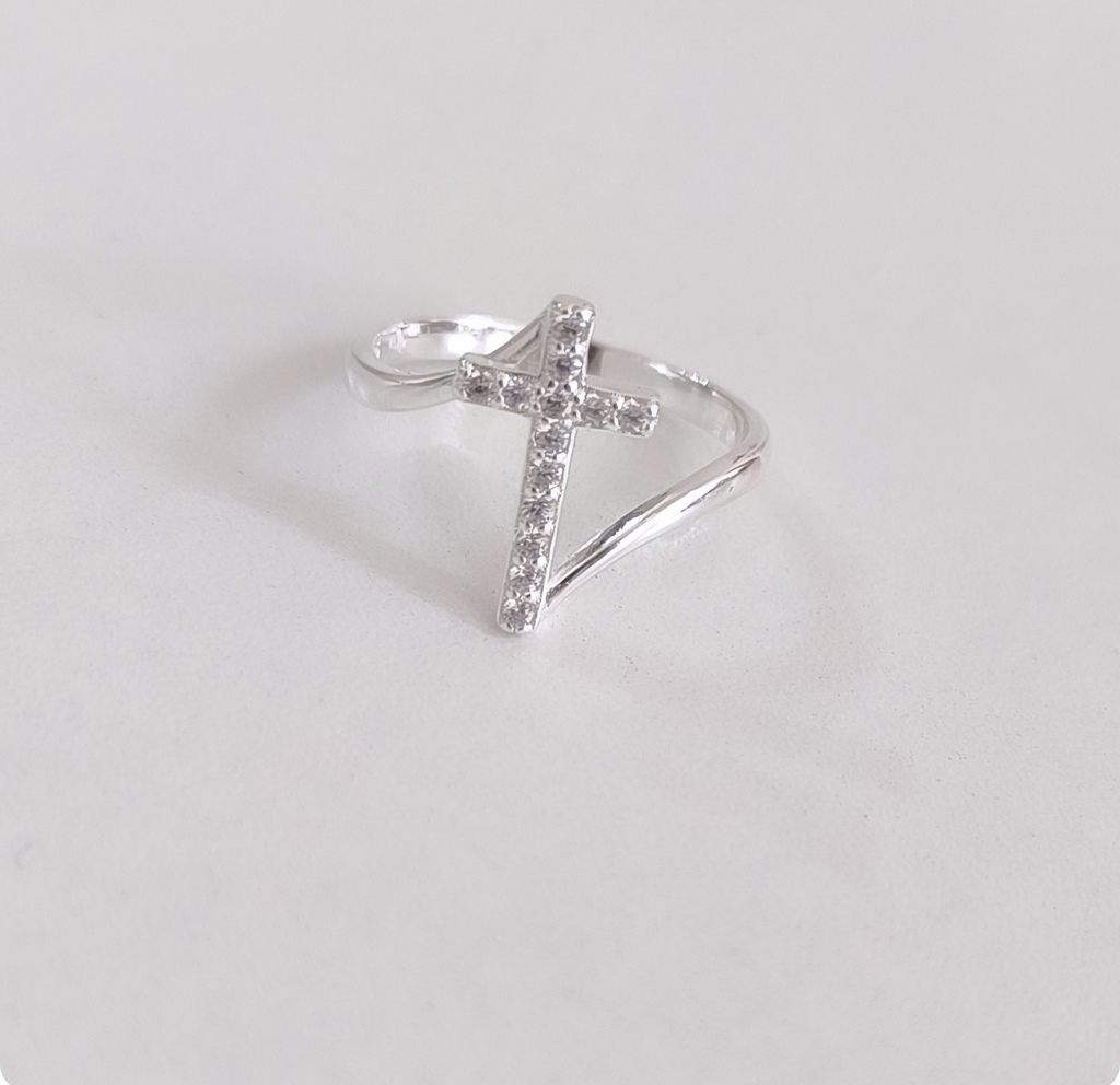 Anillo Cruz Plata925/Micropave/N° thumbnail 3