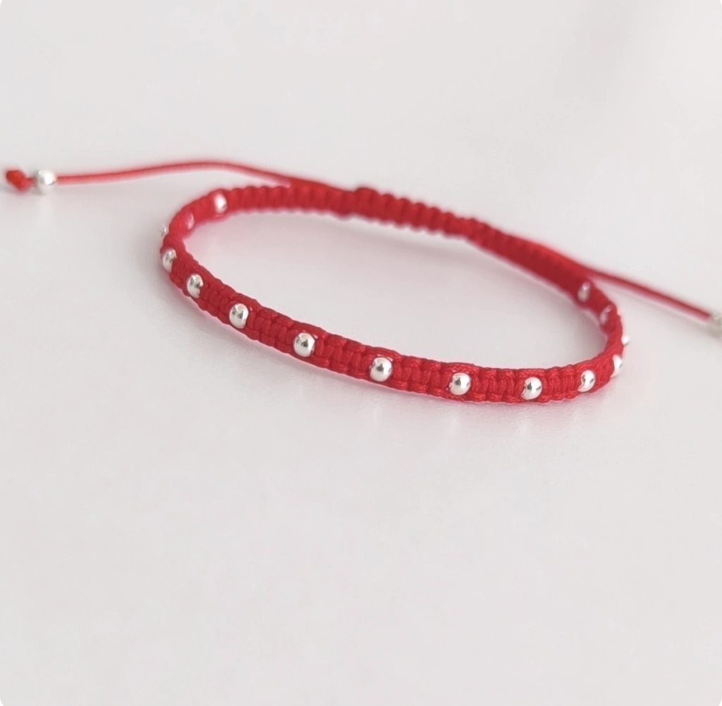 Pulsera red ajustable/Bolitas de Plata925/Unisex