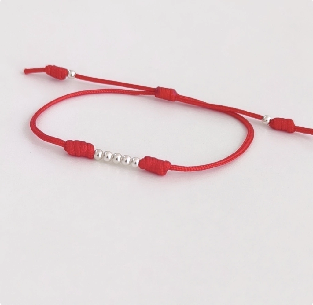 Pulsera red/Ajustable/Plata925/5 Bolitas/Unisex
