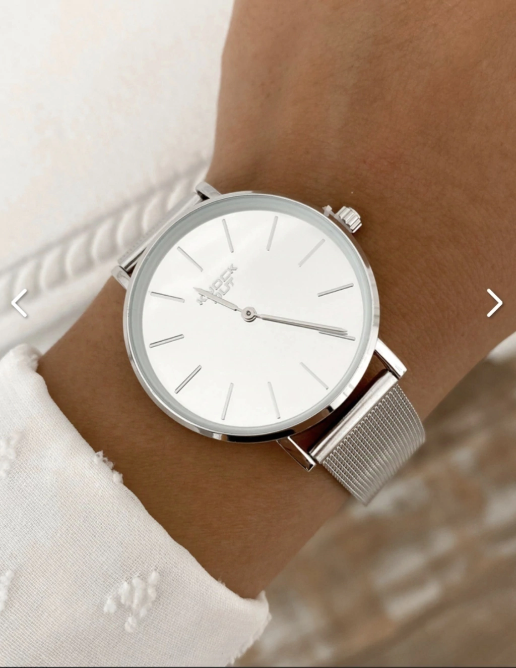 Reloj Knockout Plateado/Malla tejida regulable