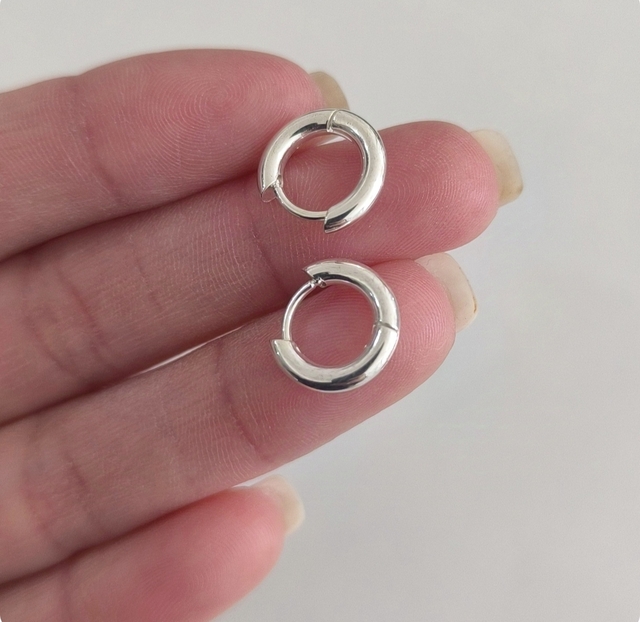 Argollas Irina/Par/10Mm/Traba Clip A Presión/Acero Blanco thumbnail 2