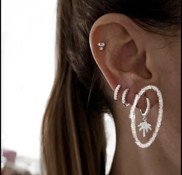 Argollas Palmeras Con Micropave/Plata925/Traba Clip A Presión thumbnail 2