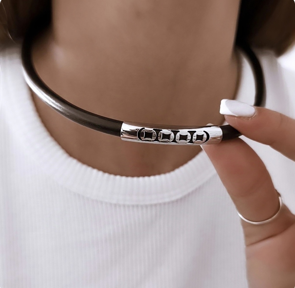 Chokers Estilo Caucho Con Guarda/Acero Quirúrgico Hipoalergénico thumbnail 3