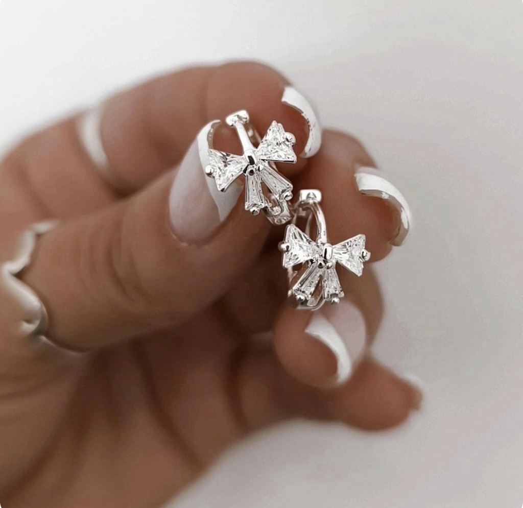 Argollas Coquette Cubic Cristal/Par/Traba Clip A Presión/Acero Blanco thumbnail 3