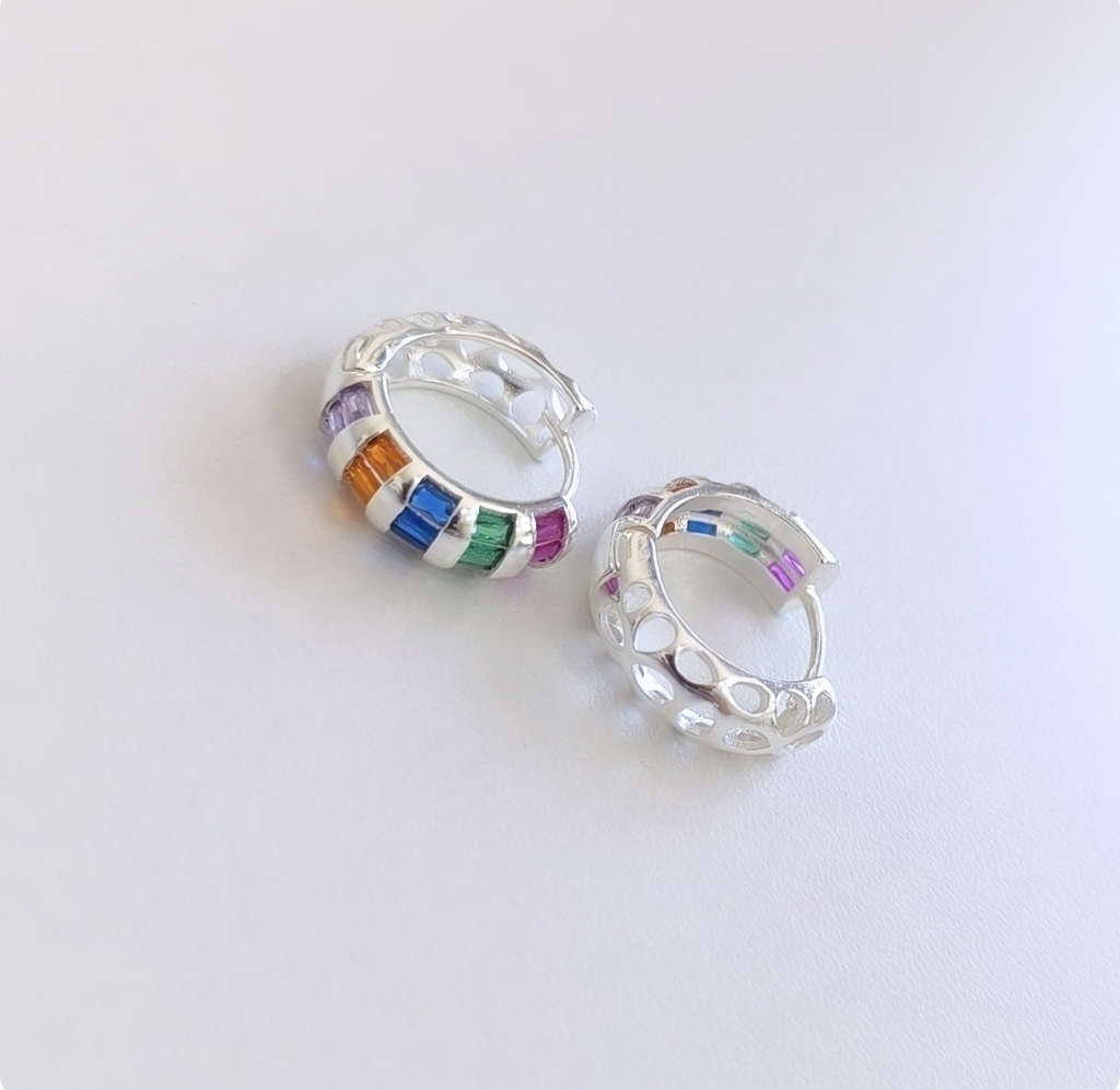 Argollas Multicolor/Par/Traba Clip A Presión/Acero Blanco thumbnail 3