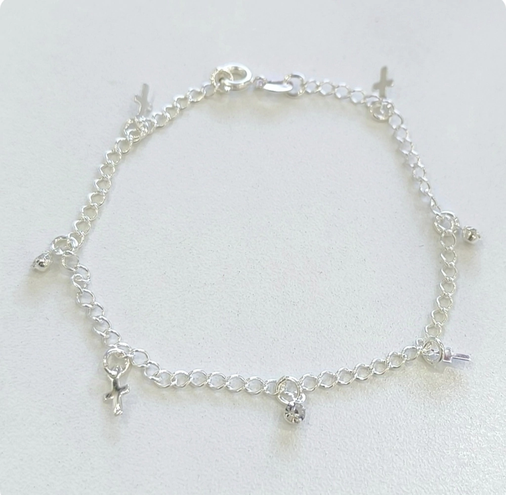 Pulsera Cruces Y Cubic Cristal/Acero Blanco thumbnail 3