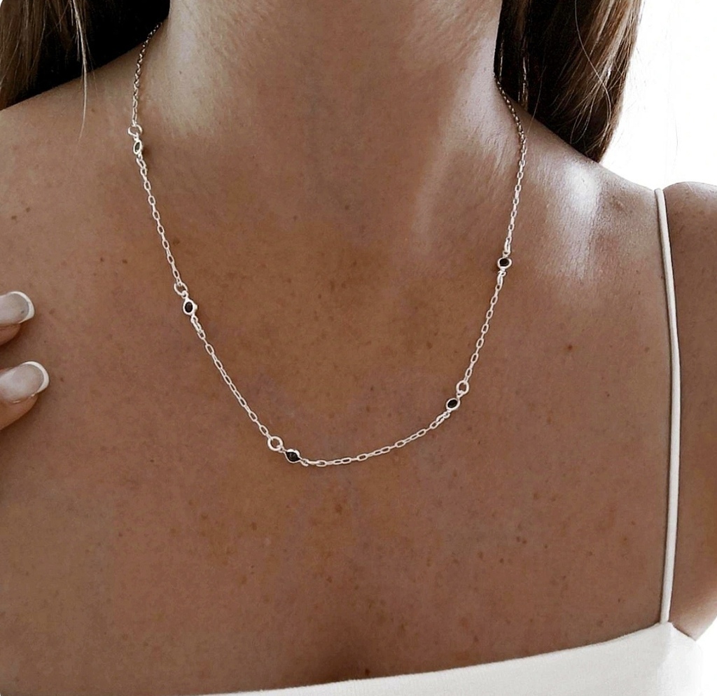Collar Con Cubic Negro/Regulable/Acero Blanco thumbnail 3