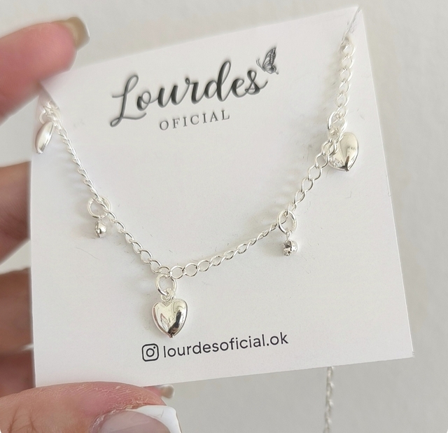 Collar Corazones Y Cubic Cristal/Acero Blanco thumbnail 2