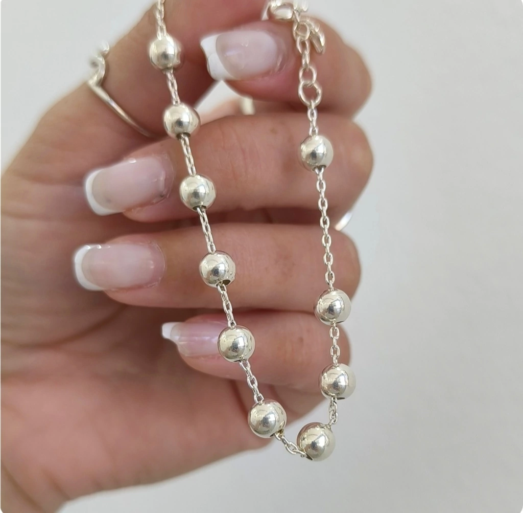 Pulsera esferas lisas/Regulable/Plata925