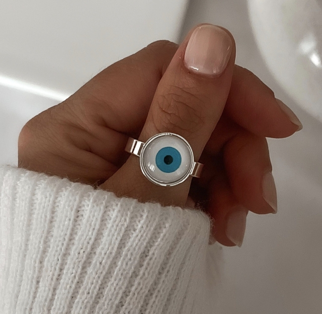 Anillo Ojo Turco/Acero Blanco thumbnail 2