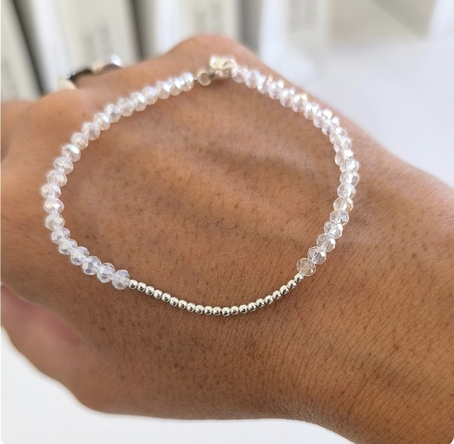 Pulsera Cristal Tornasol/Bolitas Lisas/Plata925 thumbnail 2