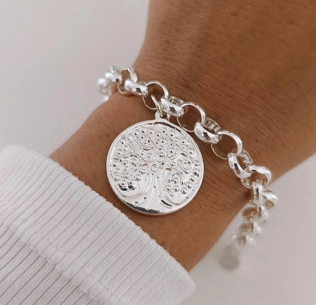 Pulsera Medalla Árbol De La Vida/Acero Blanco thumbnail 3