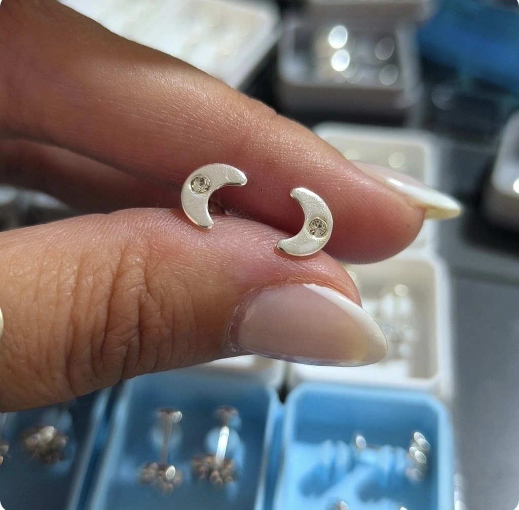 Abridor luna con Cubic cristal/Plata925