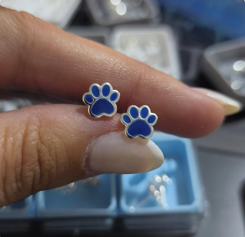 Abridor huellita azúl/Plata925